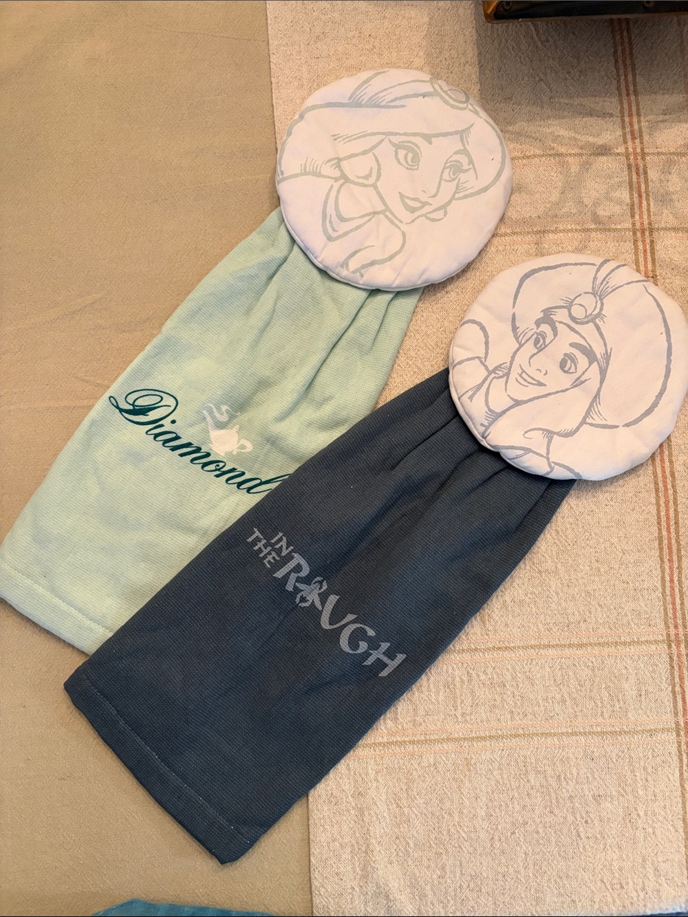 Disney Princess Plush Head Kitchen Towels - Mint Green & Charcoal